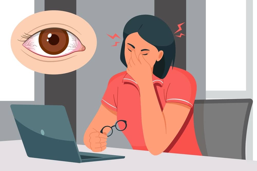 Digital,Eye,Strain,,Person,Sitting,On,Worktable,With,Eye,Strain kuru göz